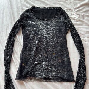 Elegant Black Sequin Women's Top